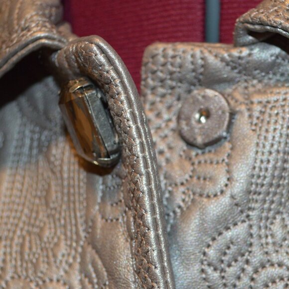 Peter Nygard 16 Dark Silver Genuine Leather Jacket Crystal Buttons - Picture 6 of 11